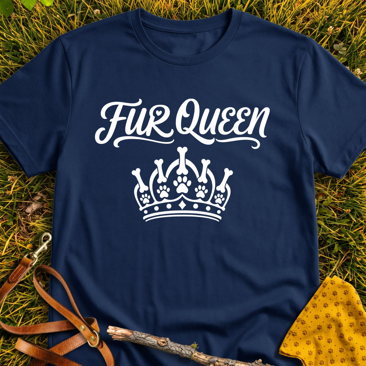 Fur Queen T-shirt T-shirt in Navy - Furever Mode rescue dog tee