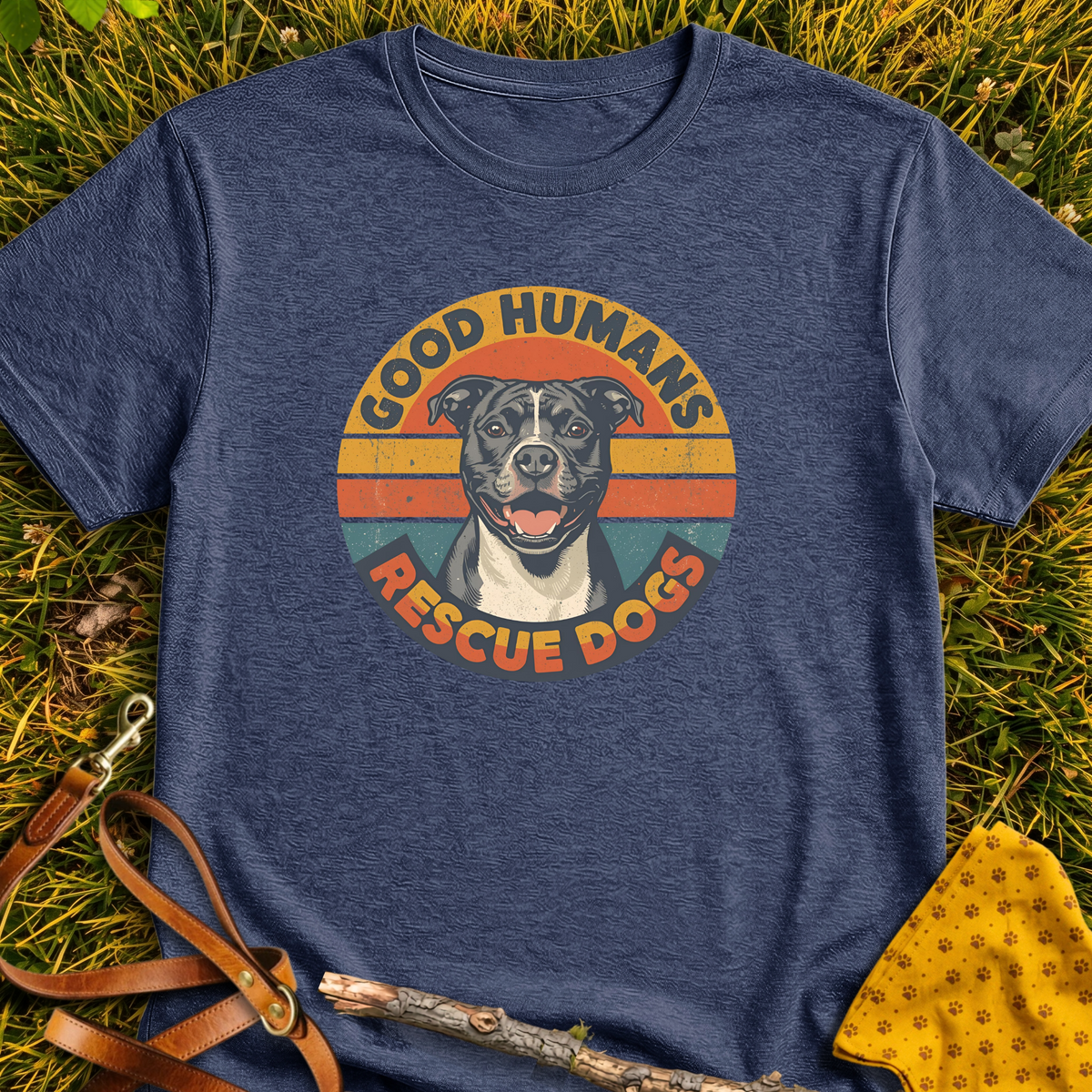 Good Humans Rescue Dogs T-shirt T-shirt in Heather Navy - Furever Mode rescue dog tee