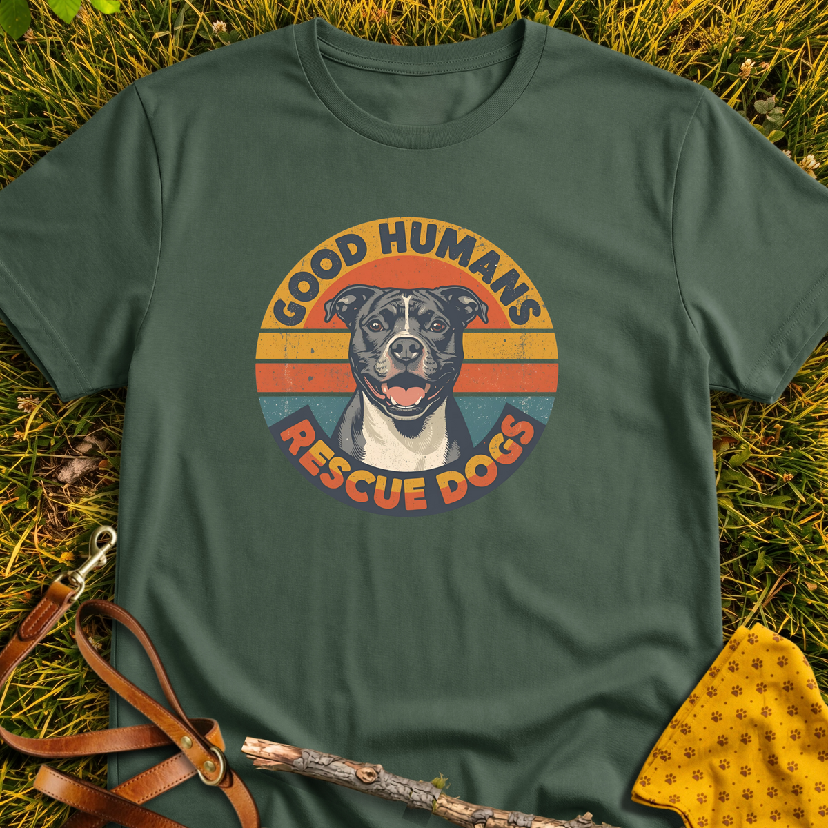 Good Humans Rescue Dogs T-shirt T-shirt in Military Green - Furever Mode rescue dog tee
