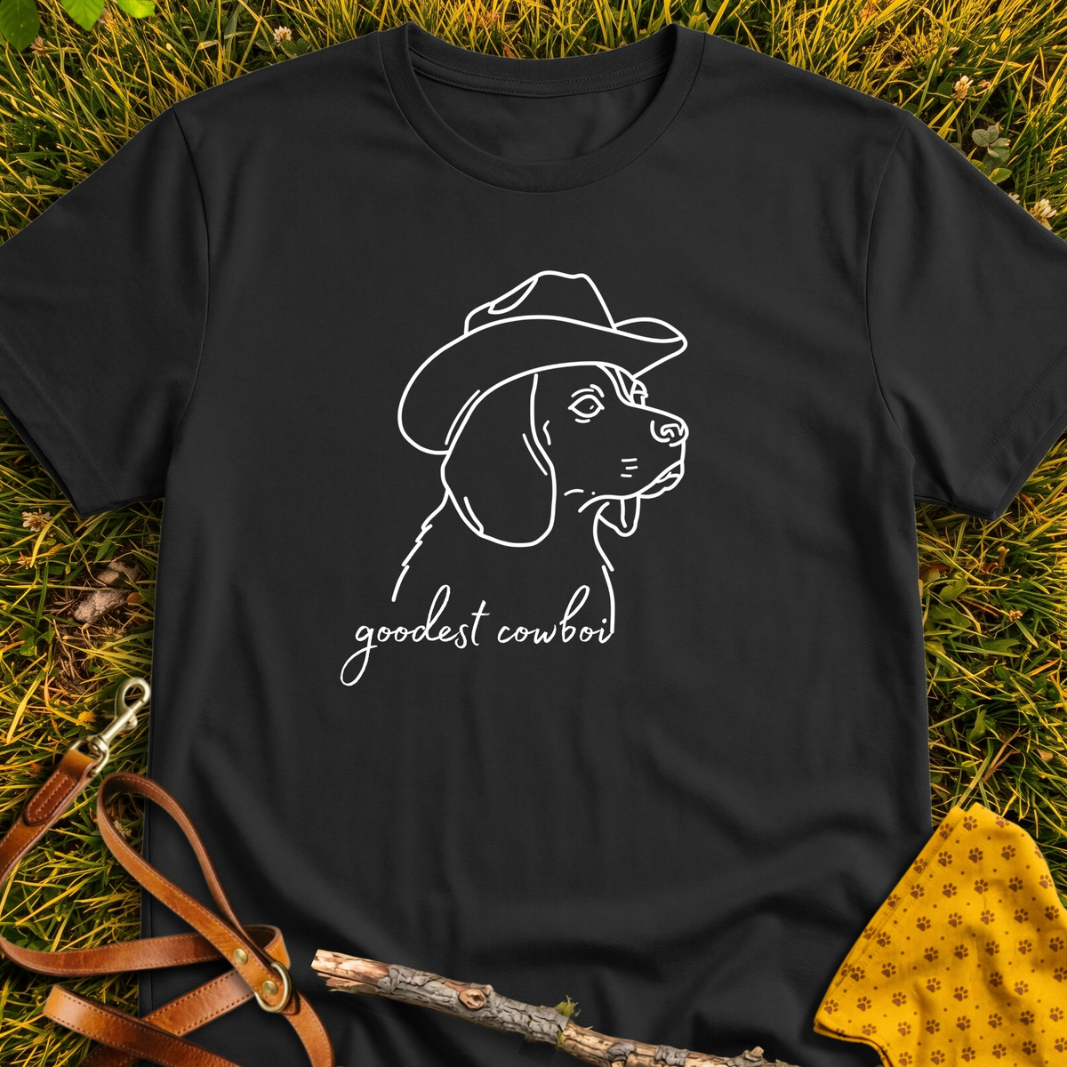 Goodest Cowboi T-shirt T-shirt in Black - Furever Mode rescue dog tee