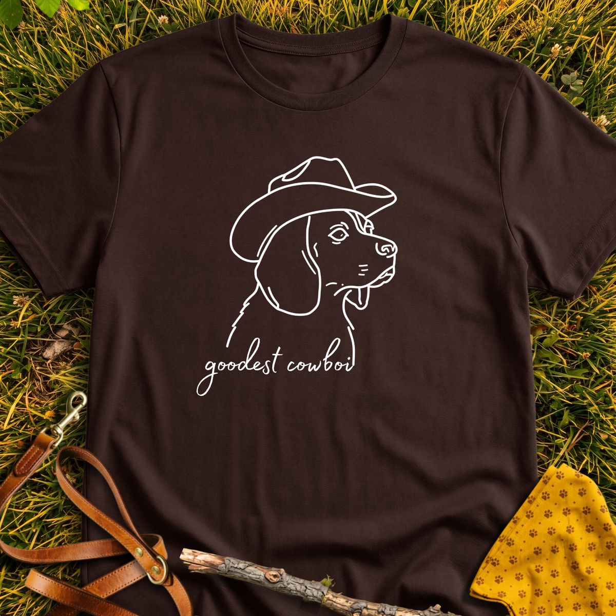 Goodest Cowboi T-shirt T-shirt in Dark Chocolate - Furever Mode rescue dog tee