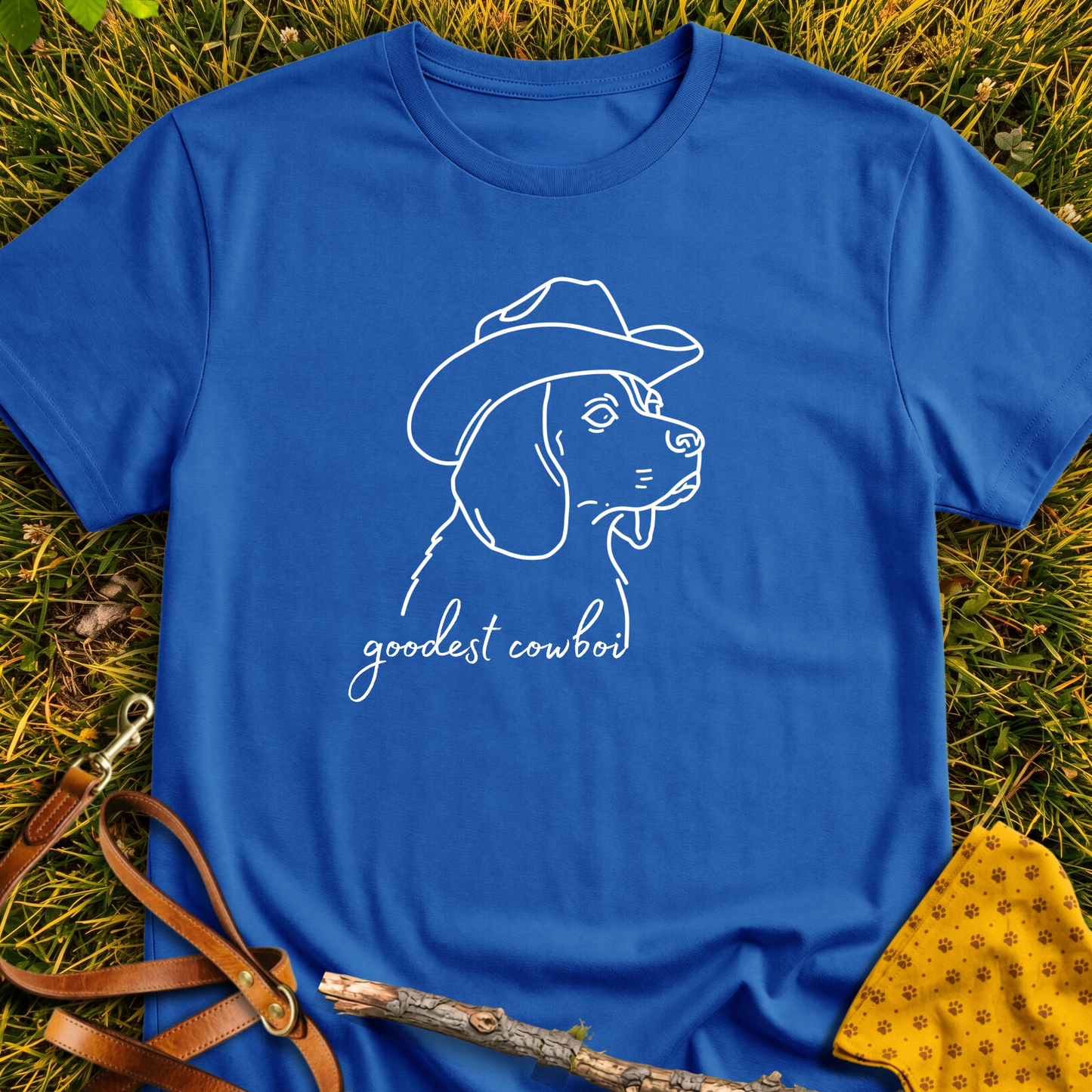 Goodest Cowboi T-shirt T-shirt in Royal - Furever Mode rescue dog tee