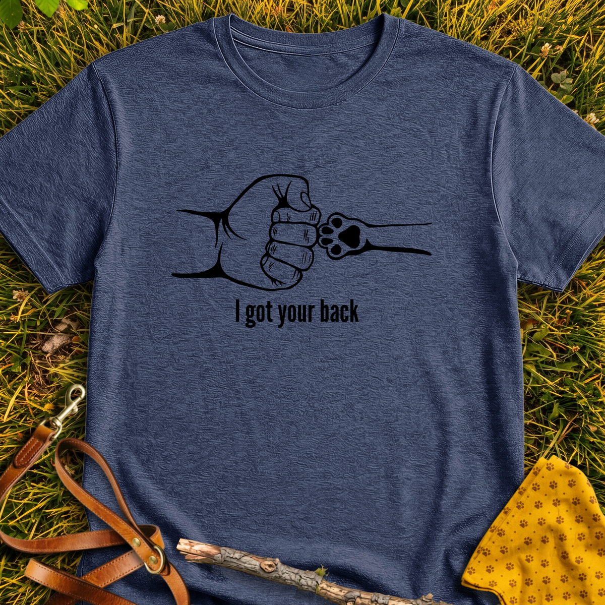 Got Your Back T-shirt T-shirt in Heather Navy - Furever Mode rescue dog tee