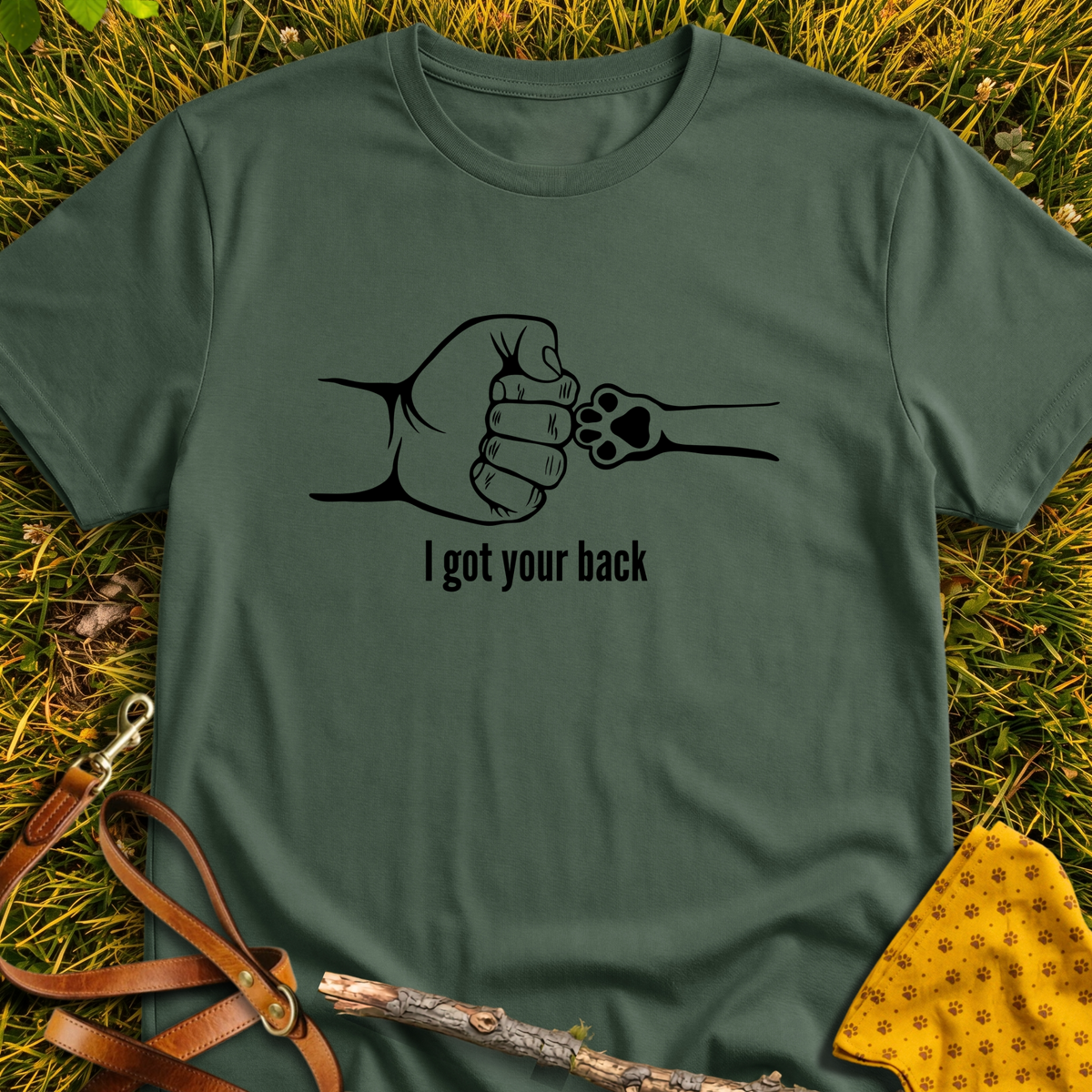 Got Your Back T-shirt T-shirt in Military Green - Furever Mode rescue dog tee
