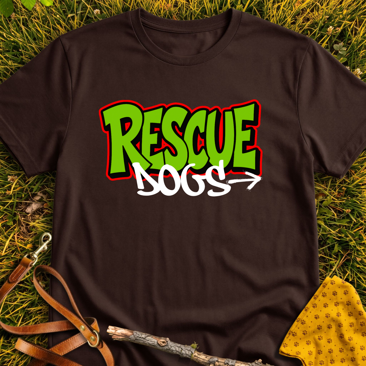 Graffiti Dogs T-shirt T-shirt in Dark Chocolate - Furever Mode rescue dog tee