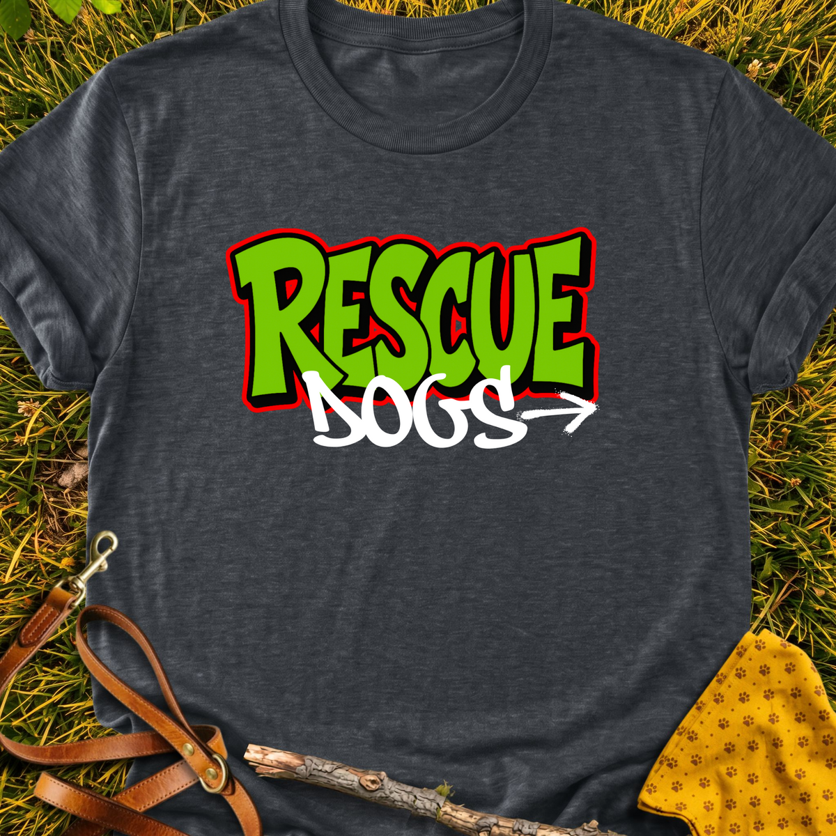 Graffiti Dogs T-shirt T-shirt in Dark Heather Grey - Furever Mode rescue dog tee