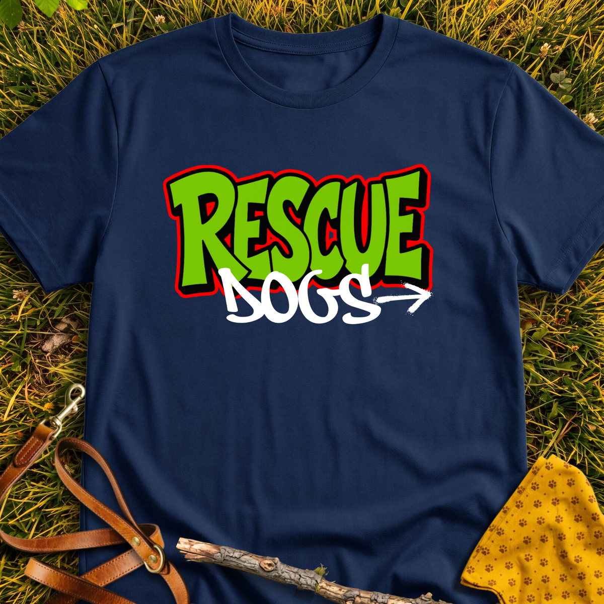 Graffiti Dogs T-shirt T-shirt in Navy - Furever Mode rescue dog tee
