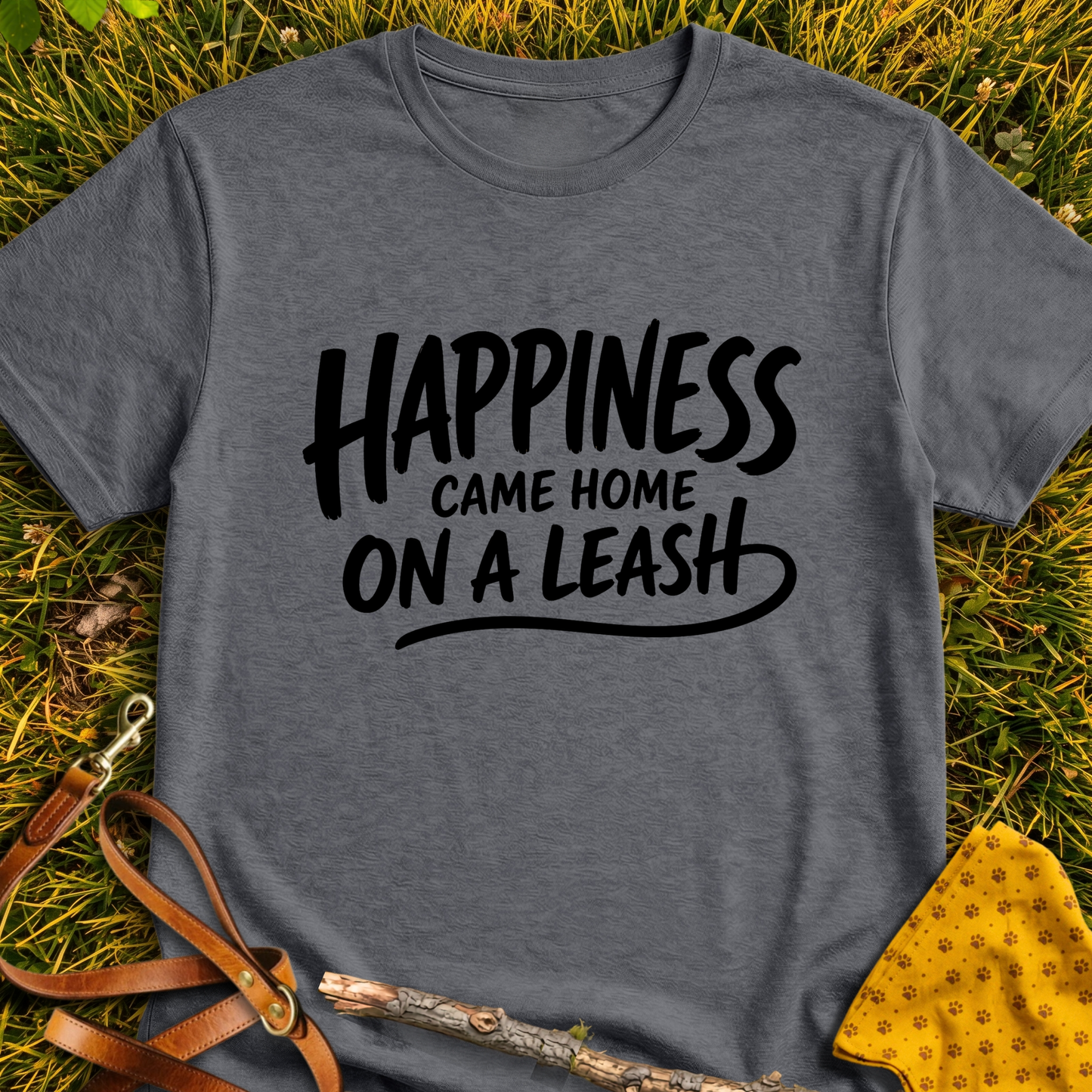 Happiness T-shirt T-shirt in Dark Heather - Furever Mode rescue dog tee