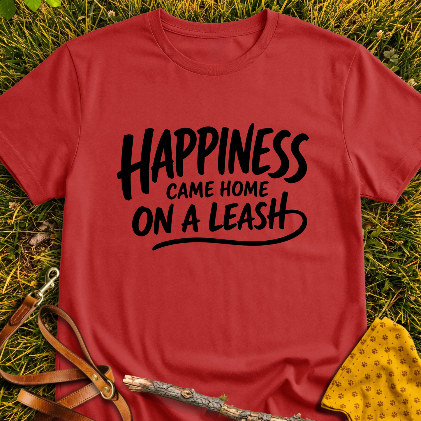Happiness T-shirt T-shirt in Red - Furever Mode rescue dog tee