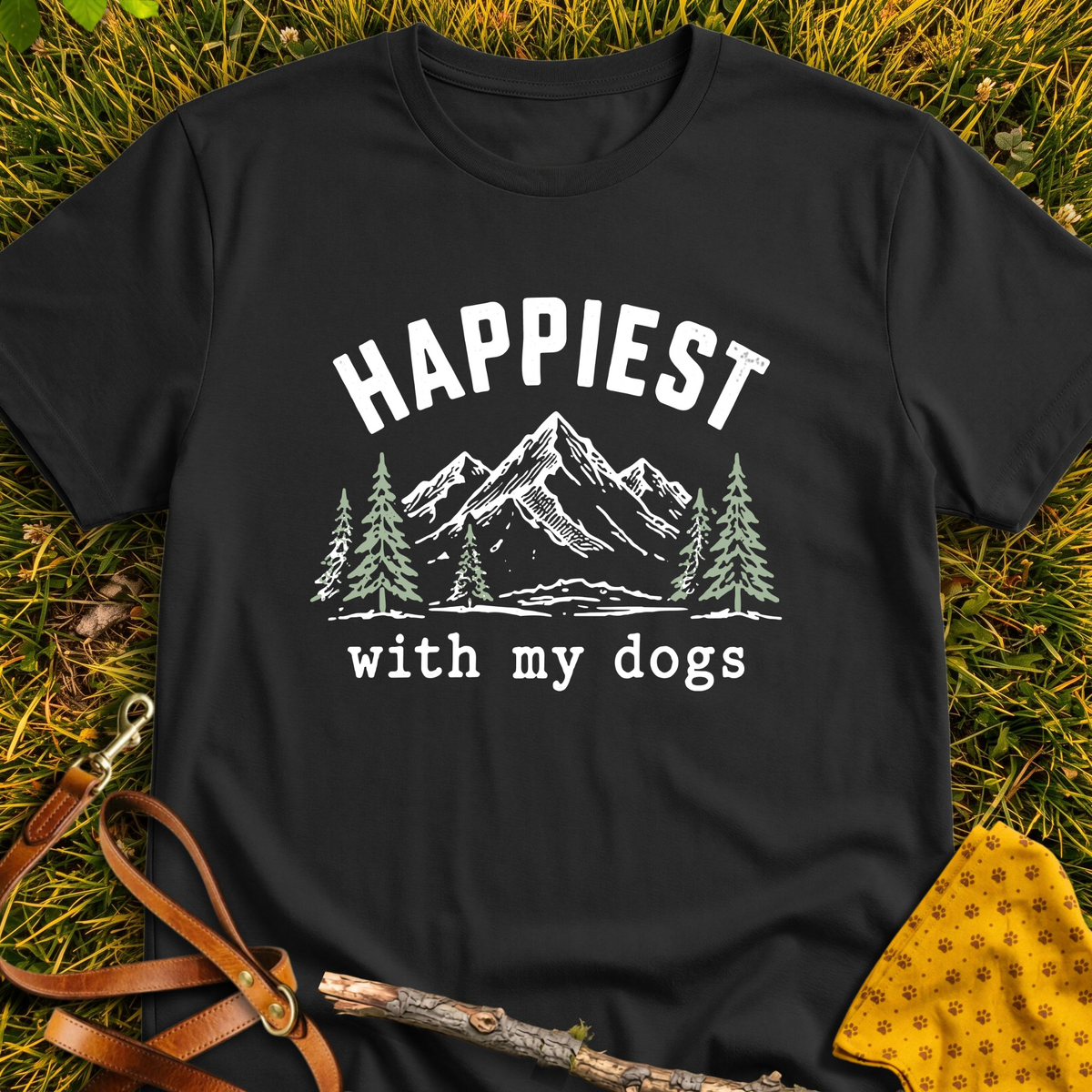 Happy Trails T-shirt T-shirt in Black - Furever Mode rescue dog tee