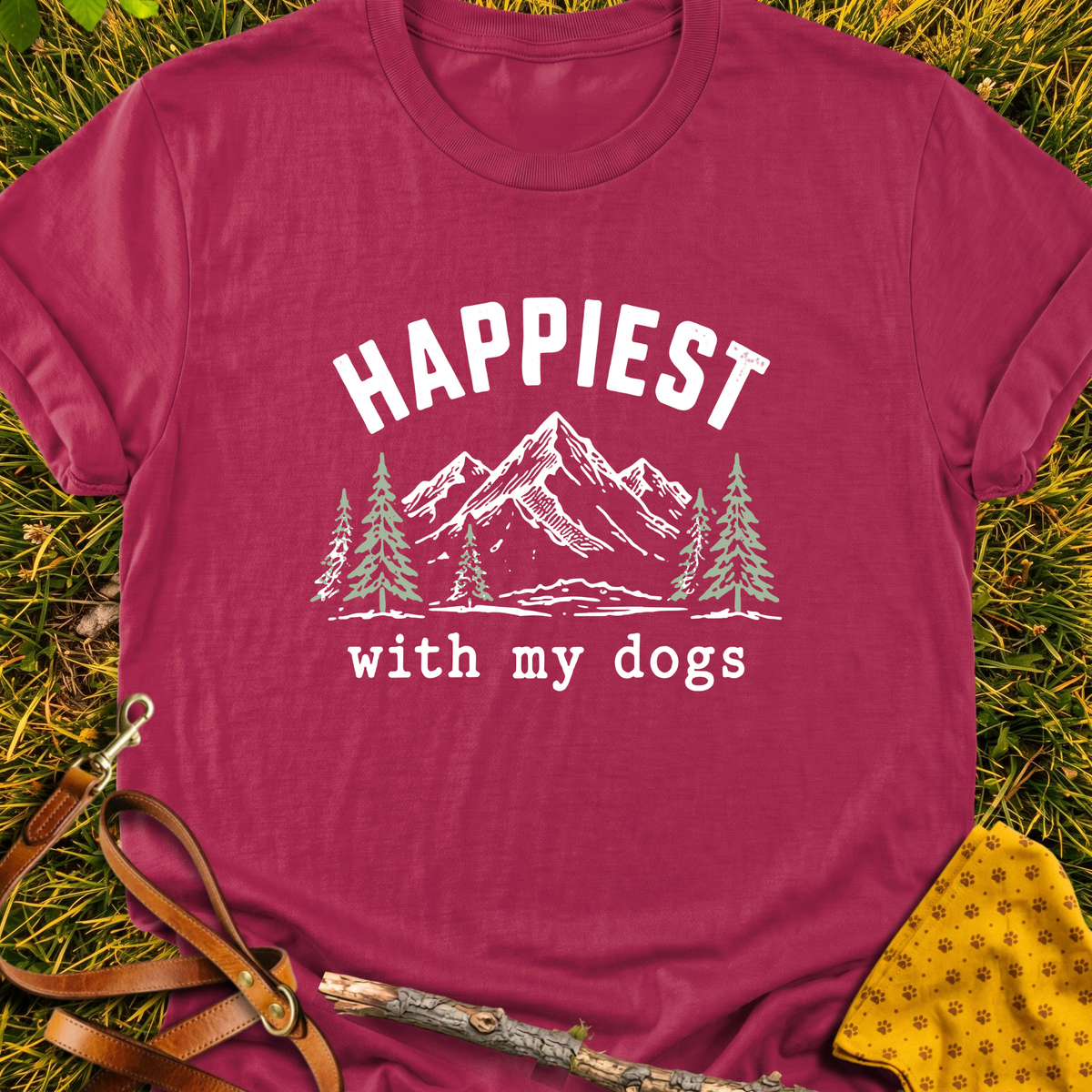 Happy Trails T-shirt T-shirt in Cardinal Red - Furever Mode rescue dog tee