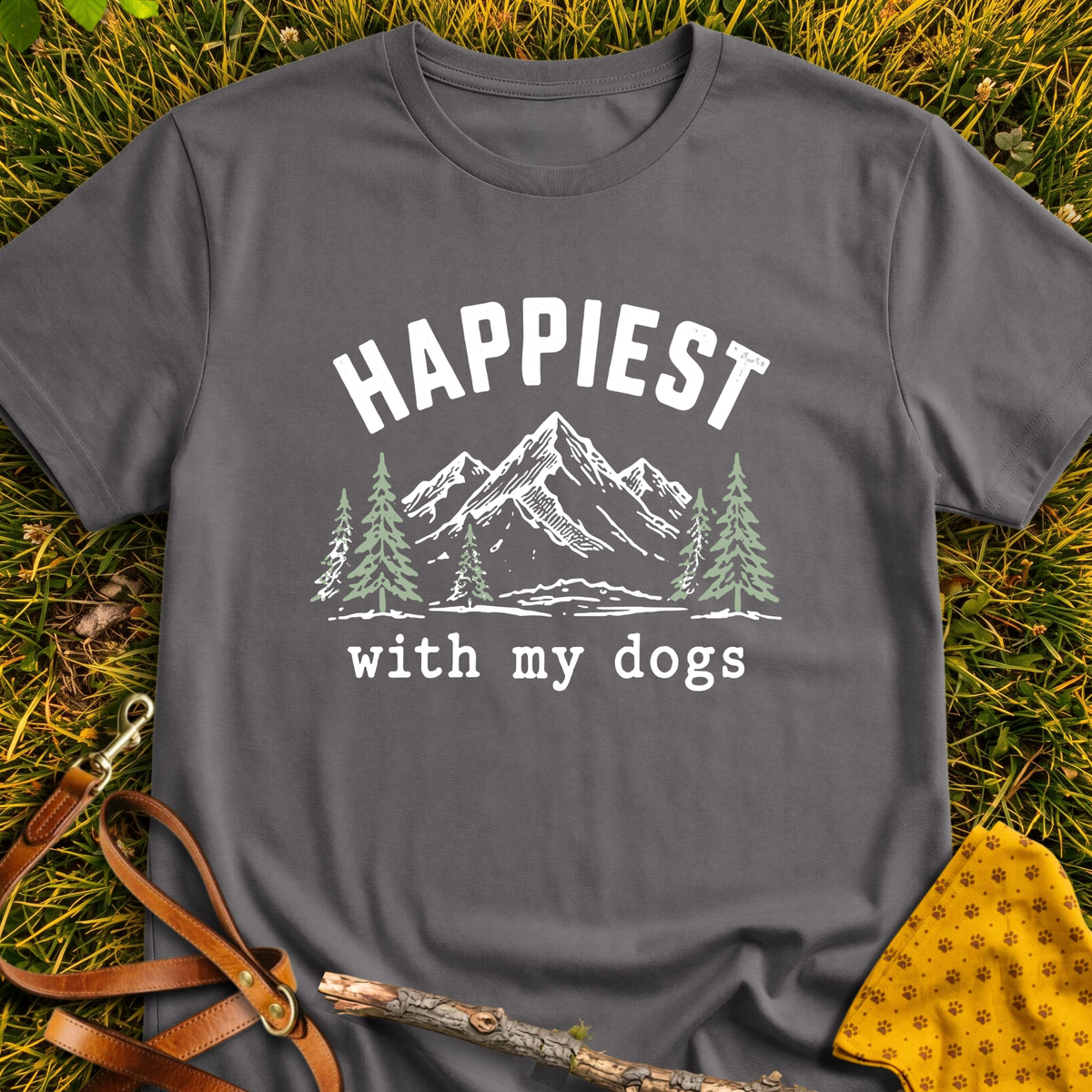 Happy Trails T-shirt T-shirt in Charcoal - Furever Mode rescue dog tee