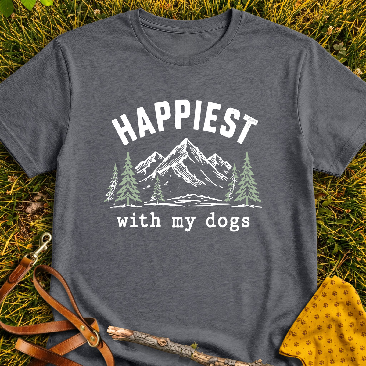 Happy Trails T-shirt T-shirt in Dark Heather - Furever Mode rescue dog tee