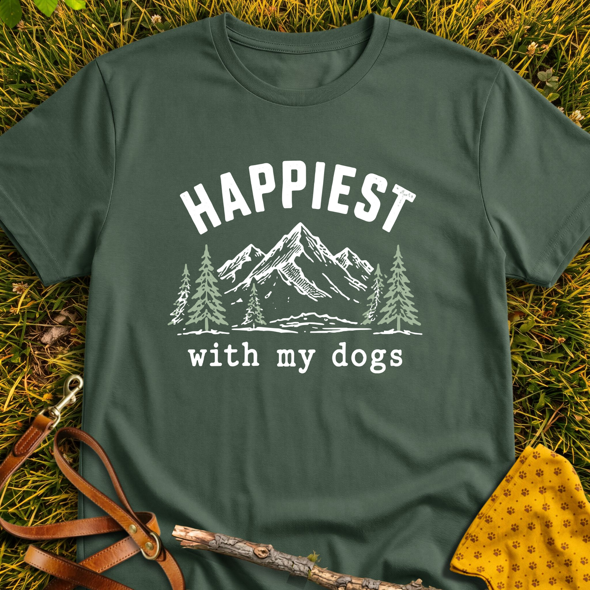 Happy Trails T-shirt T-shirt in Military Green - Furever Mode rescue dog tee