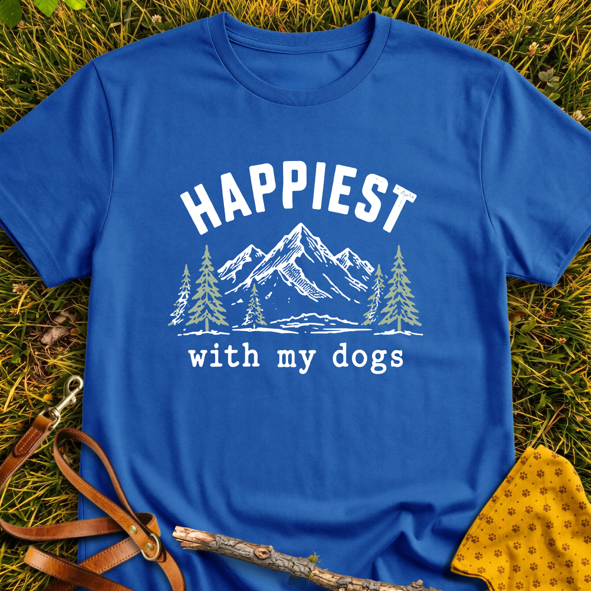 Happy Trails T-shirt T-shirt in Royal - Furever Mode rescue dog tee
