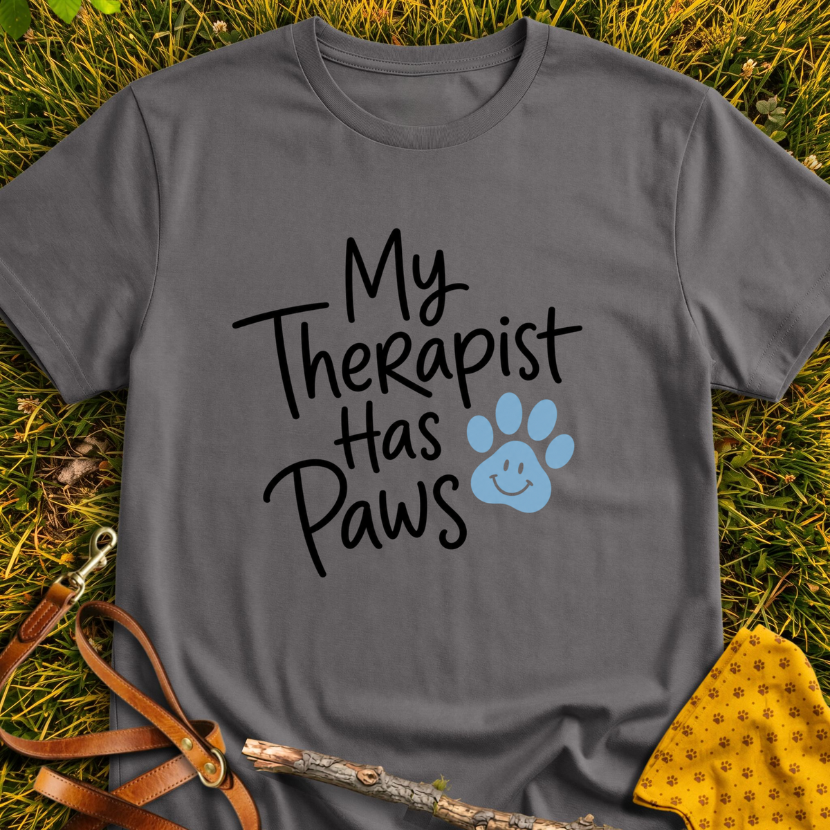 Has Paws T-shirt T-shirt in Charcoal - Furever Mode rescue dog tee