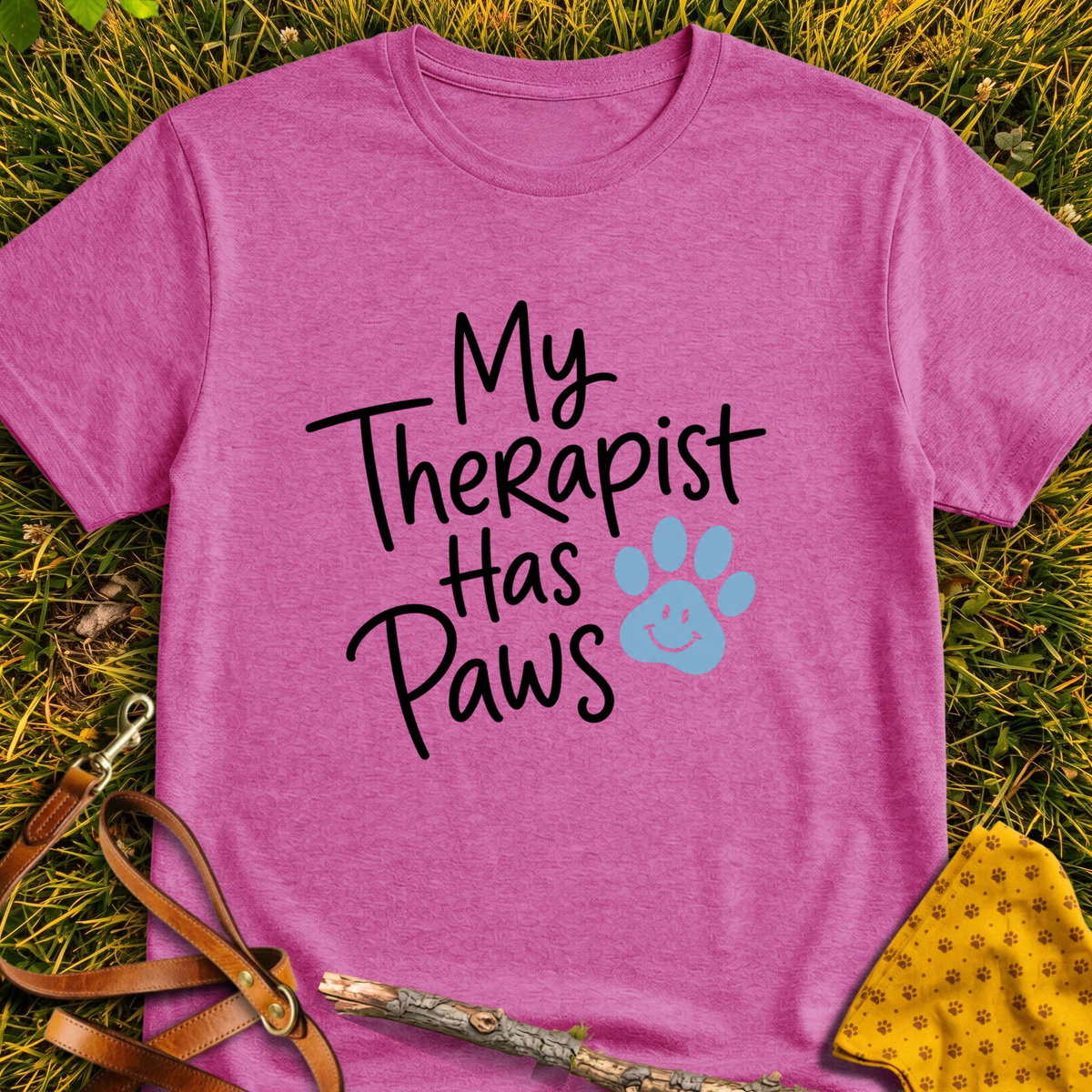 Has Paws T-shirt T-shirt in Heather Berry - Furever Mode rescue dog tee