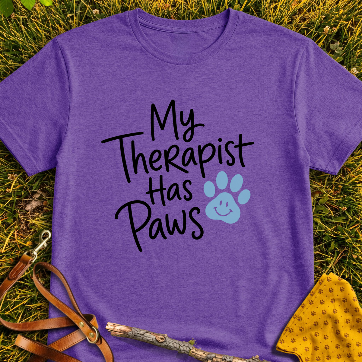 Has Paws T-shirt T-shirt in Heather Purple - Furever Mode rescue dog tee