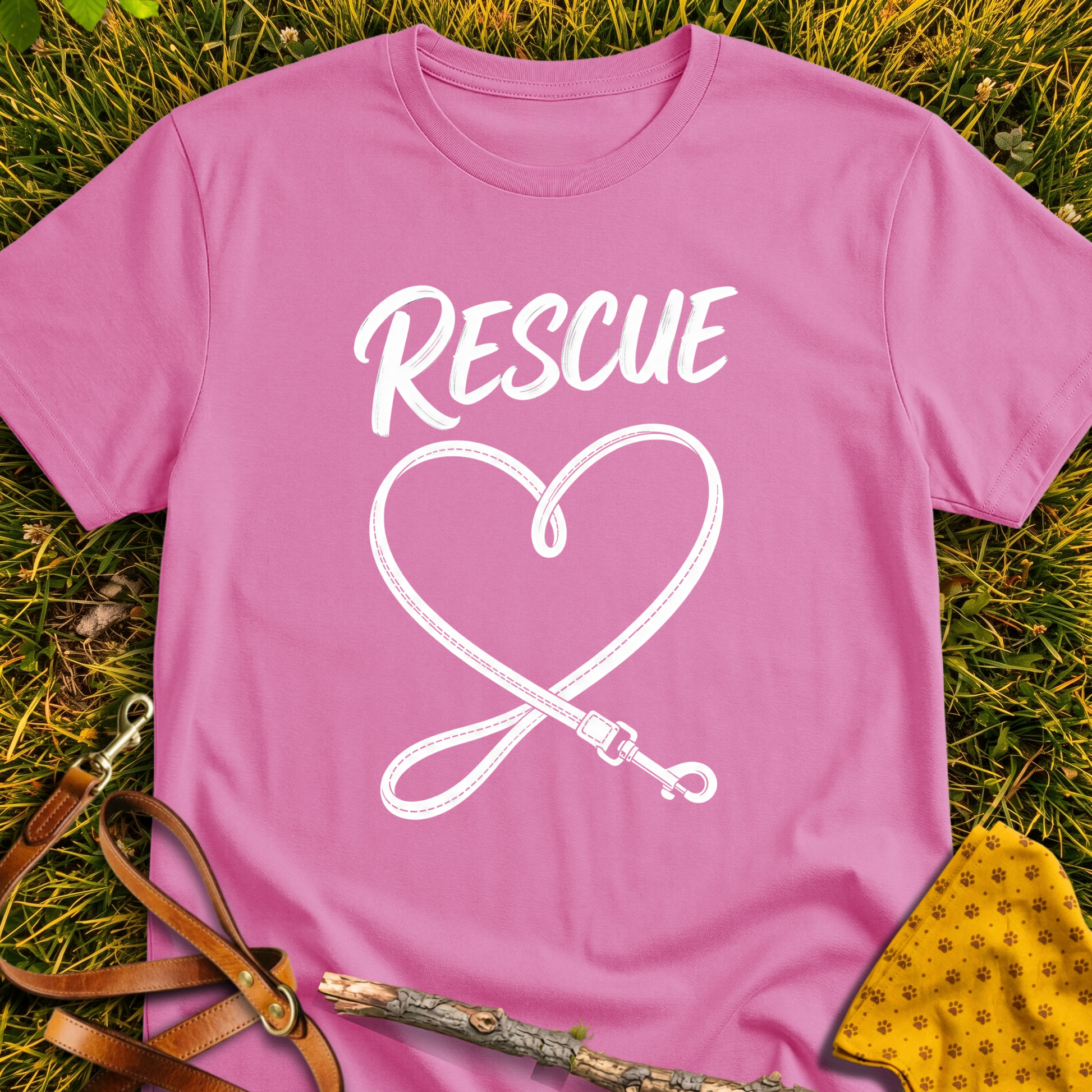 Heart Leash T-shirt T-shirt in Azalea - Furever Mode rescue dog tee