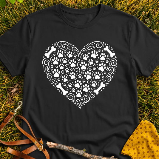 Heartfelt Pawprints T-shirt T-shirt in Black - Furever Mode rescue dog tee