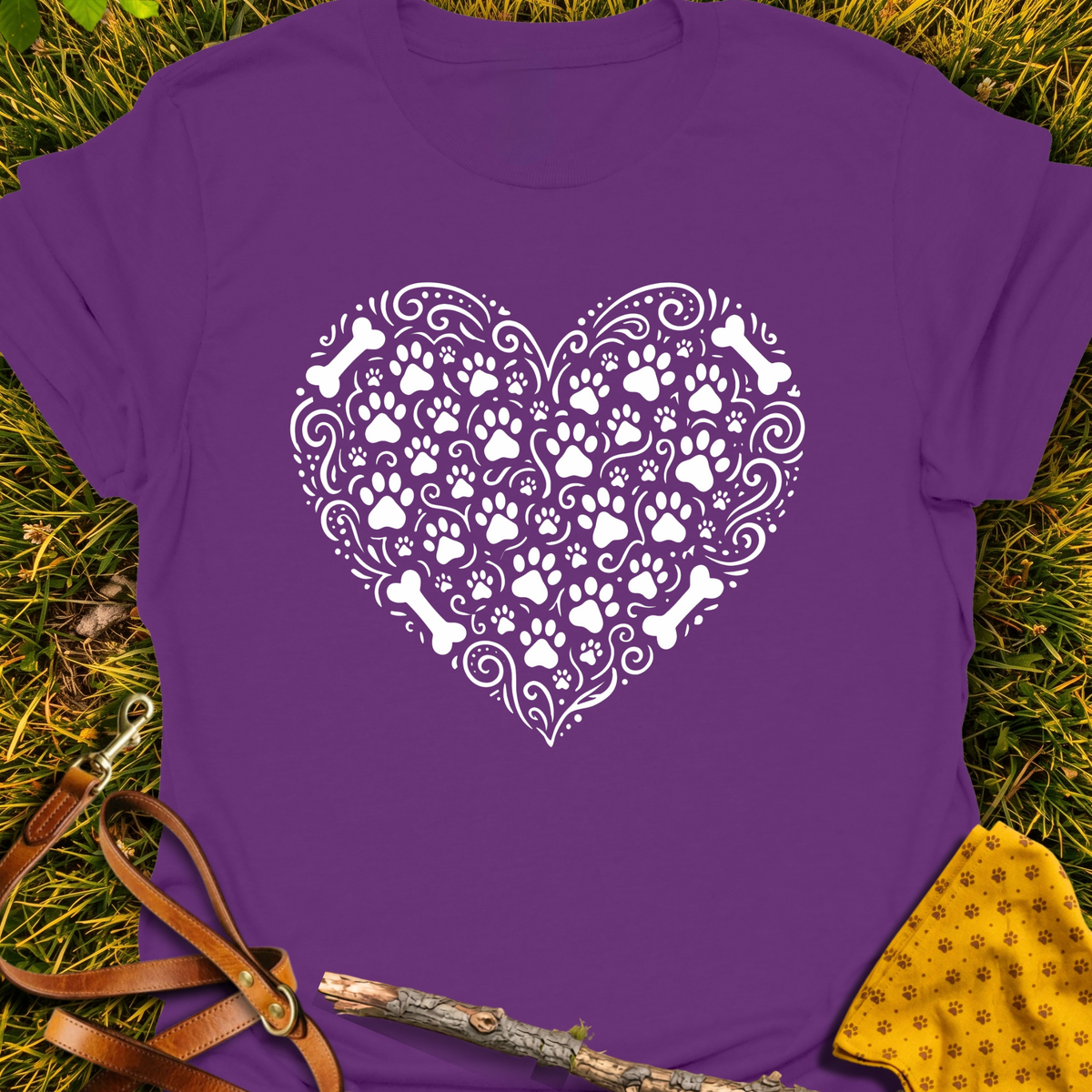 Heartfelt Pawprints T-shirt T-shirt in Purple - Furever Mode rescue dog tee
