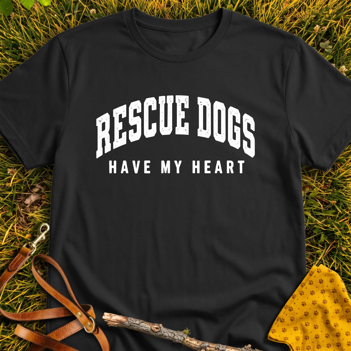 Heartstrings T-shirt T-shirt in Black - Furever Mode rescue dog tee
