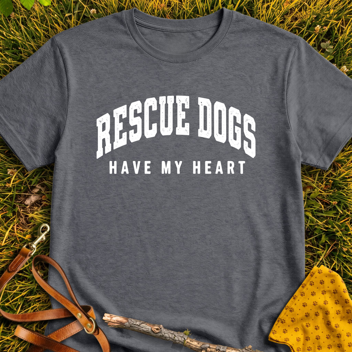 Heartstrings T-shirt T-shirt in Dark Heather - Furever Mode rescue dog tee