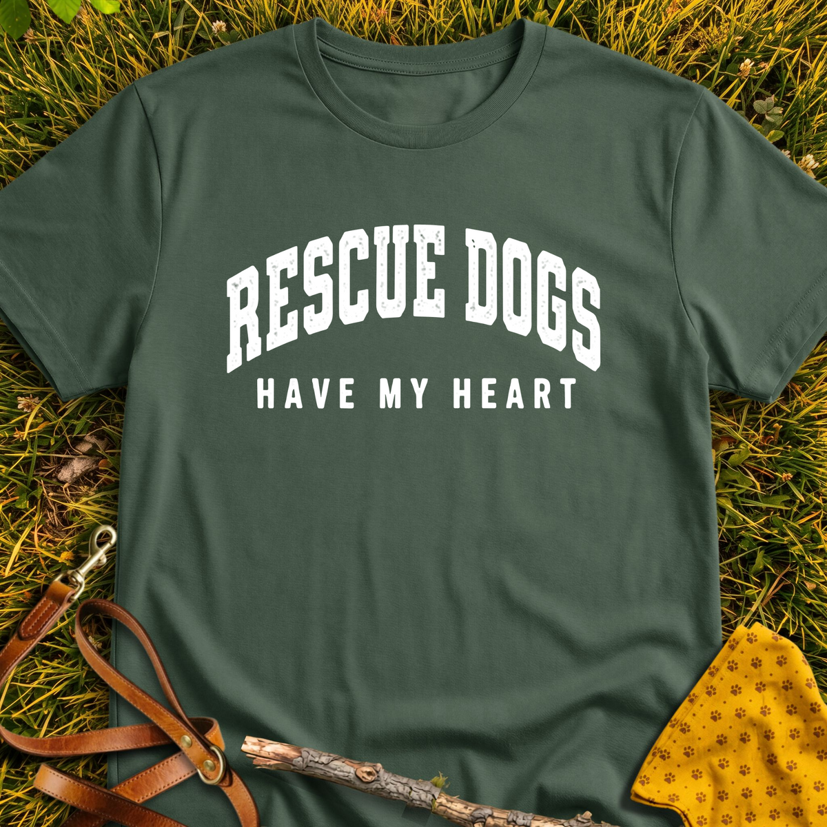 Heartstrings T-shirt T-shirt in Military Green - Furever Mode rescue dog tee