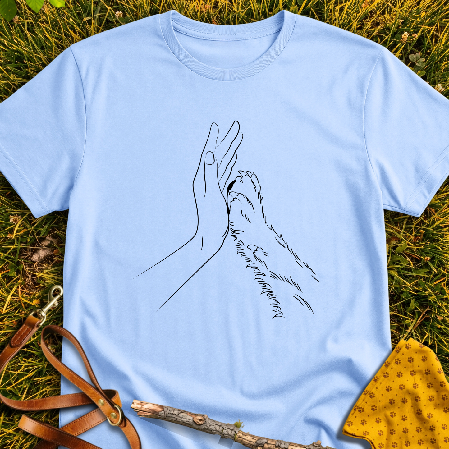 High 5 T-shirt T-shirt in Light Blue - Furever Mode rescue dog tee