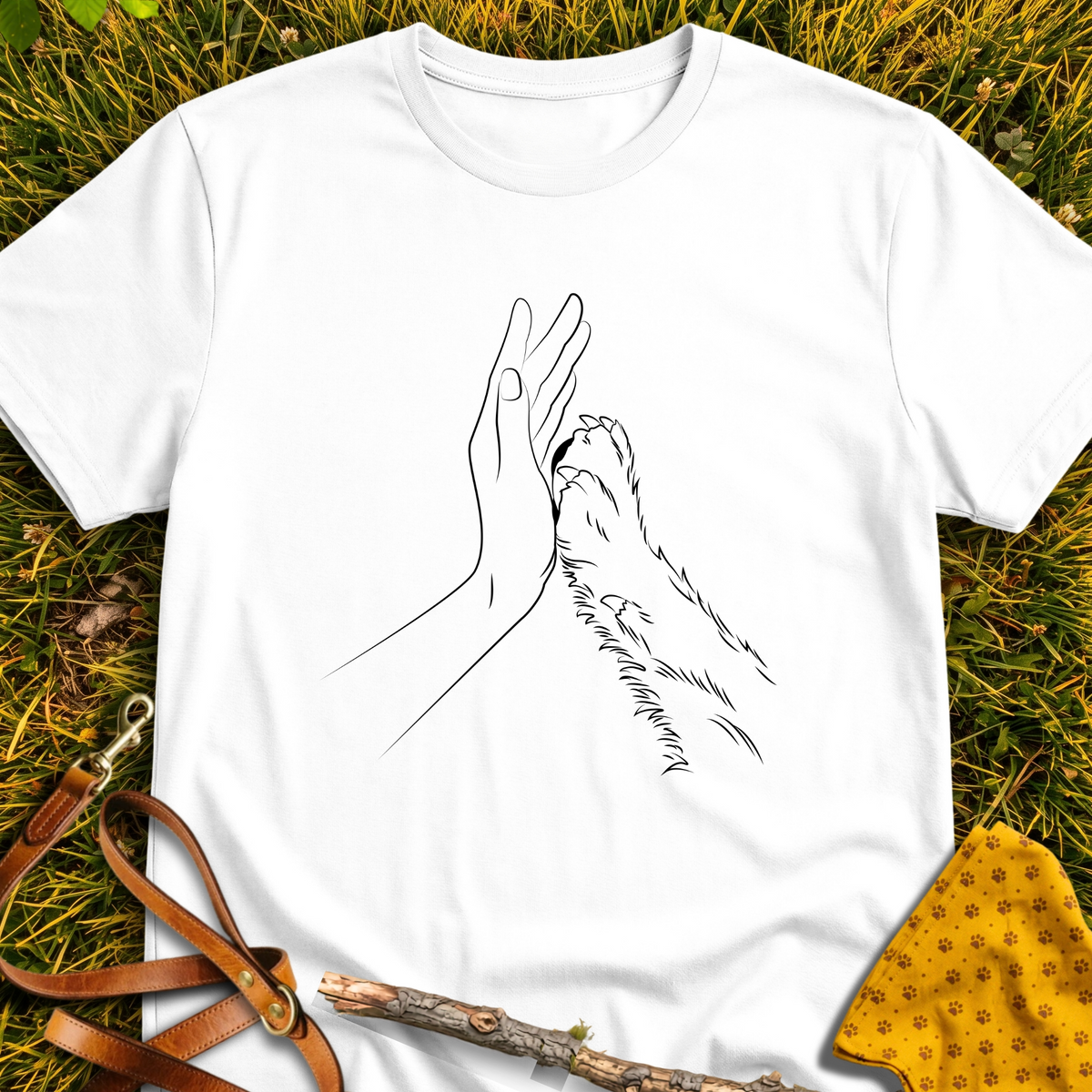 High 5 T-shirt T-shirt in White - Furever Mode rescue dog tee