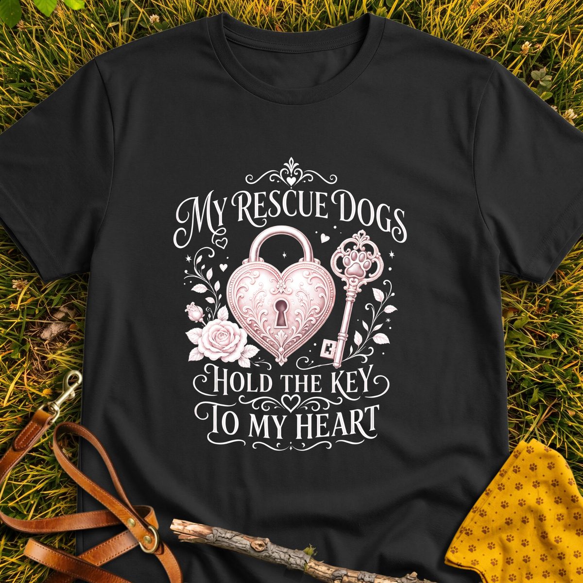 Hold the Key T-shirt T-shirt in Black - Furever Mode rescue dog tee