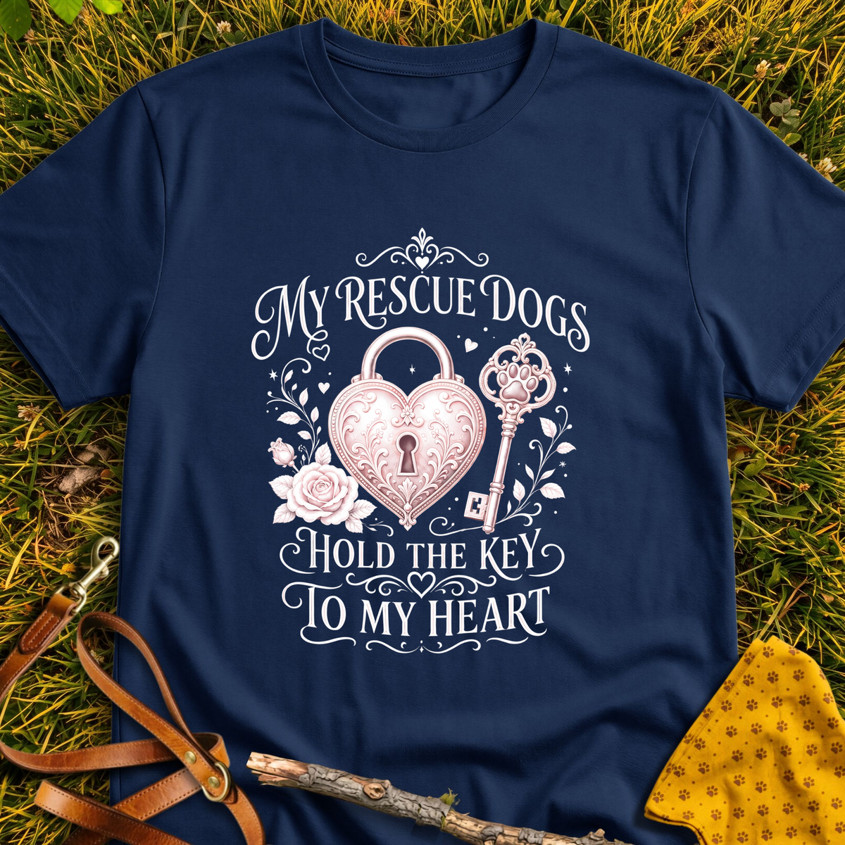 Hold the Key T-shirt T-shirt in Navy - Furever Mode rescue dog tee