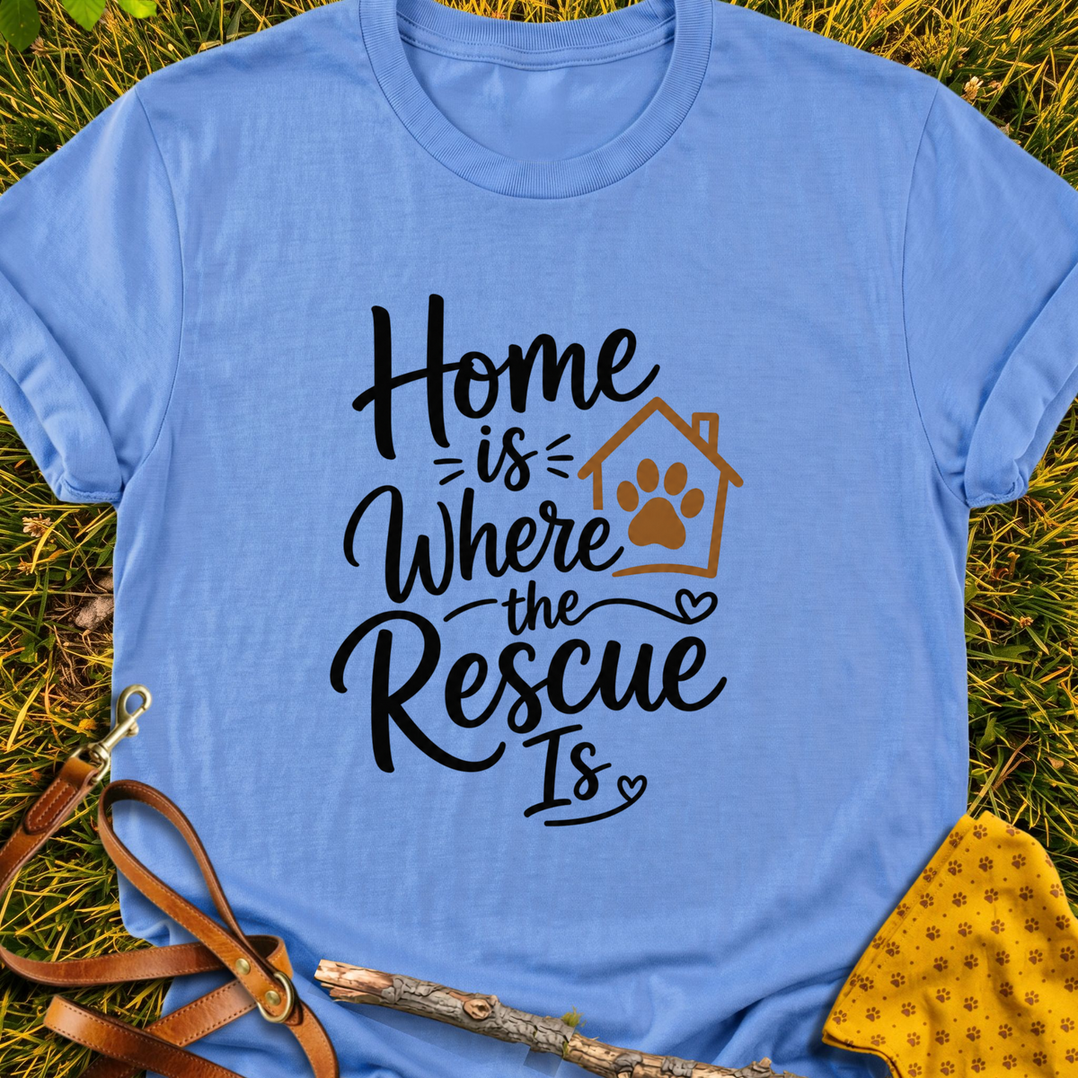 Home Is T-shirt T-shirt in Carolina Blue - Furever Mode rescue dog tee