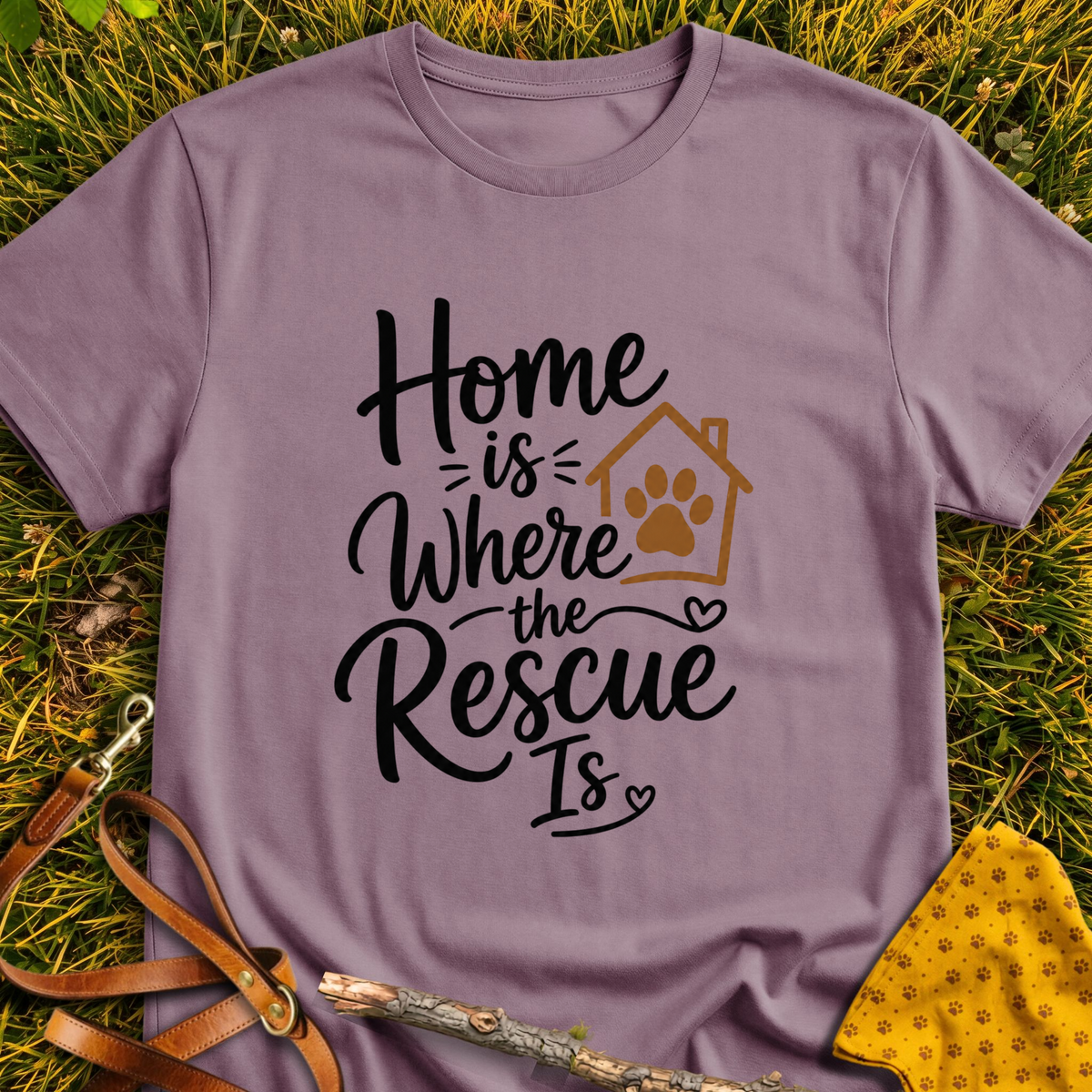 Home Is T-shirt T-shirt in Paragon - Furever Mode rescue dog tee