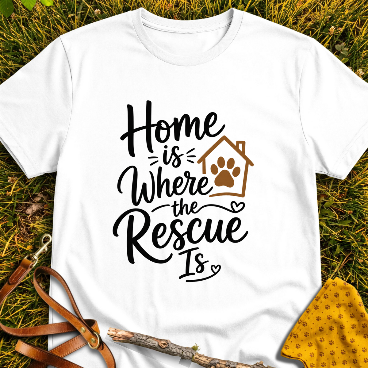 Home Is T-shirt T-shirt in White - Furever Mode rescue dog tee