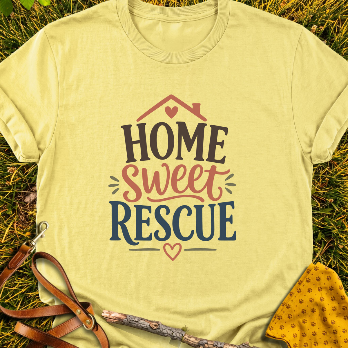 Home Sweet T-shirt T-shirt in Cornsilk - Furever Mode rescue dog tee