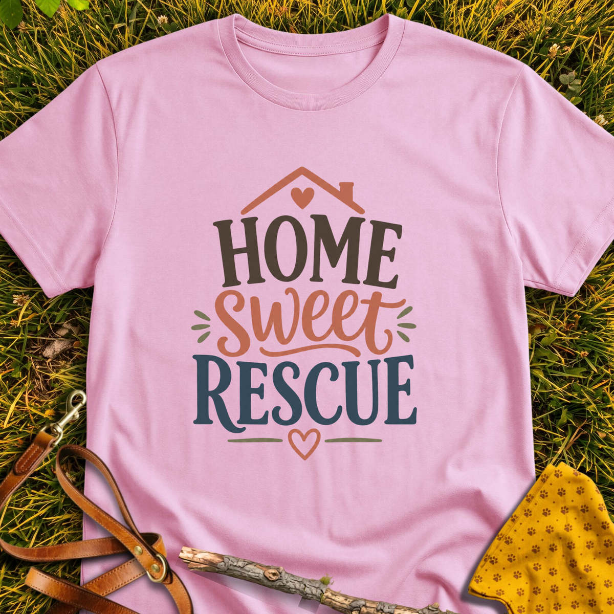 Home Sweet T-shirt T-shirt in Light Pink - Furever Mode rescue dog tee