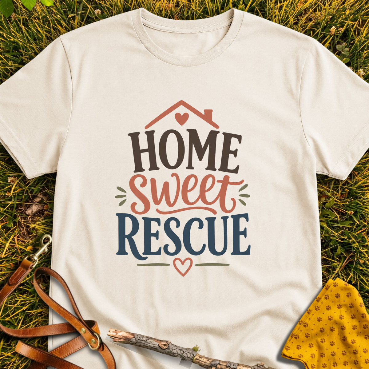 Home Sweet T-shirt T-shirt in Natural - Furever Mode rescue dog tee