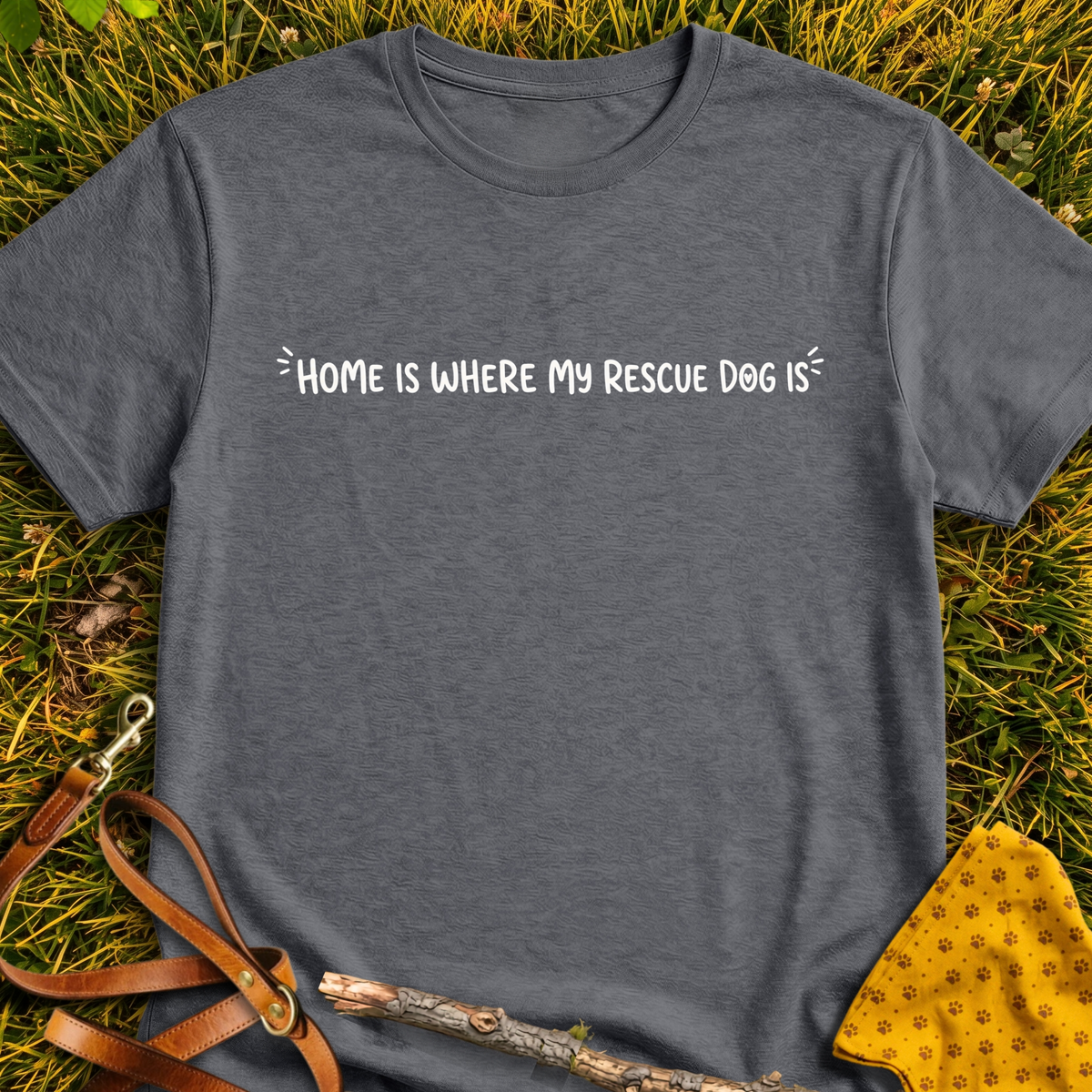Home T-shirt T-shirt in Dark Heather - Furever Mode rescue dog tee