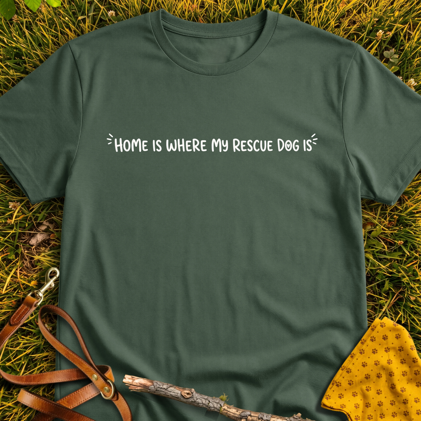 Home T-shirt T-shirt in Military Green - Furever Mode rescue dog tee