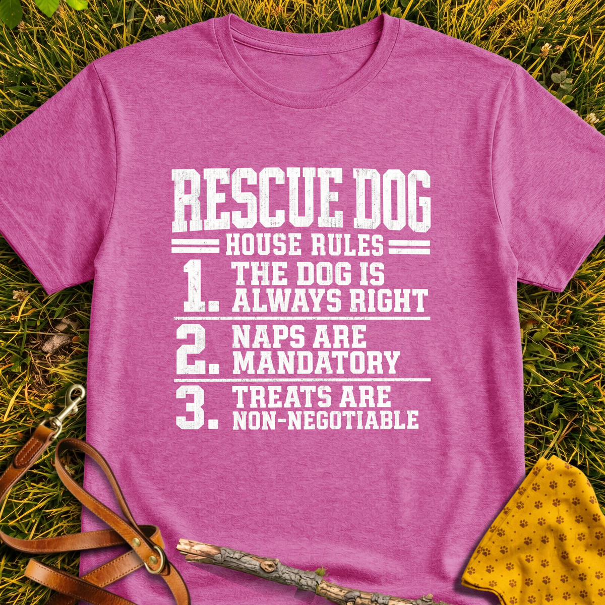 House Rules T-shirt T-shirt in Heather Berry - Furever Mode rescue dog tee