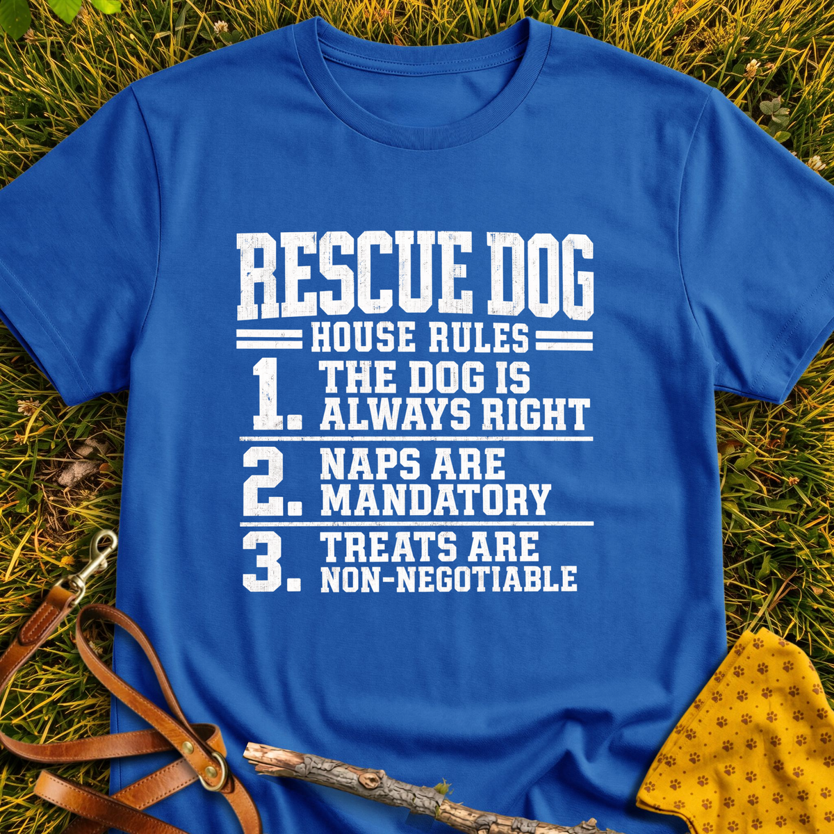 House Rules T-shirt T-shirt in Royal - Furever Mode rescue dog tee