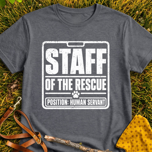 Human Staff T-shirt T-shirt in Dark Heather - Furever Mode rescue dog tee