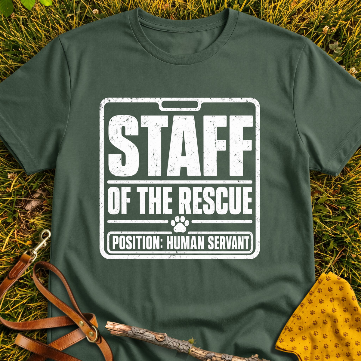 Human Staff T-shirt T-shirt in Military Green - Furever Mode rescue dog tee