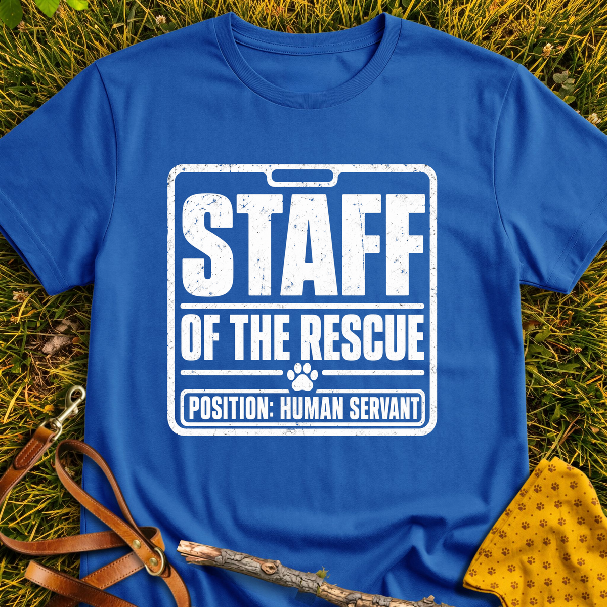 Human Staff T-shirt T-shirt in Royal - Furever Mode rescue dog tee