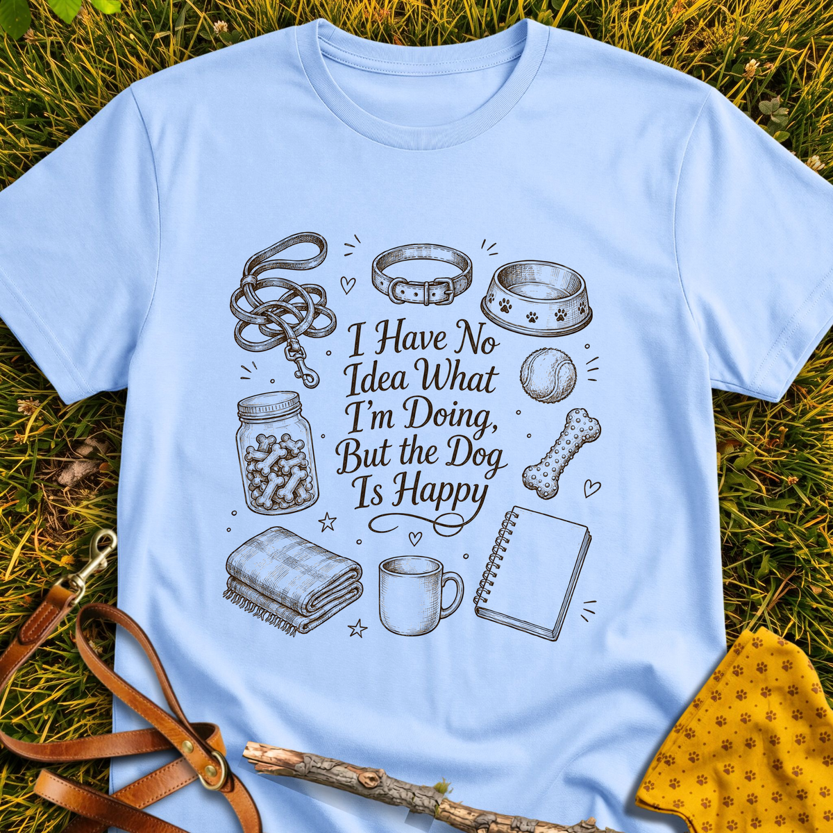 I Have No Idea T-shirt T-shirt in Light Blue - Furever Mode rescue dog tee