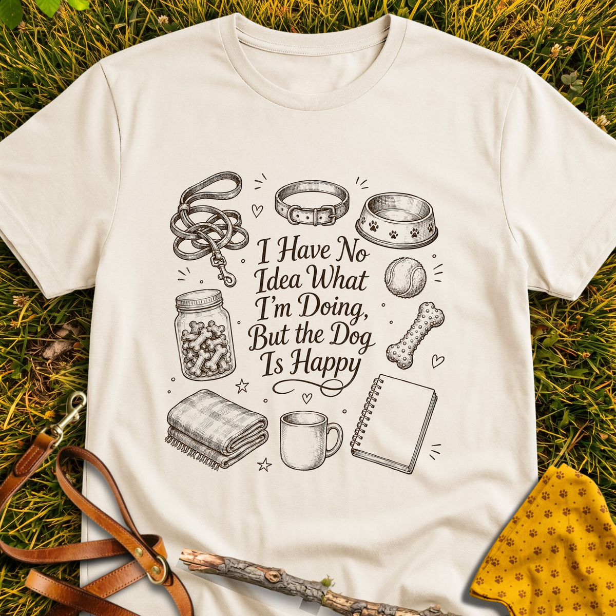 I Have No Idea T-shirt T-shirt in Natural - Furever Mode rescue dog tee