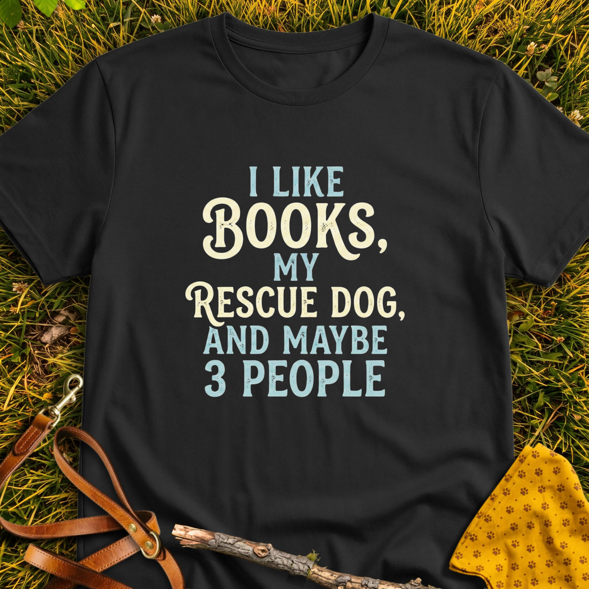 I Like Books T-shirt T-shirt in Black - Furever Mode rescue dog tee