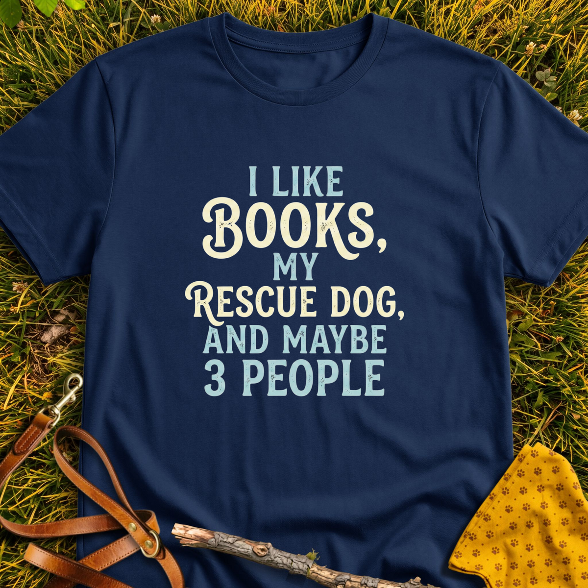 I Like Books T-shirt T-shirt in Navy - Furever Mode rescue dog tee