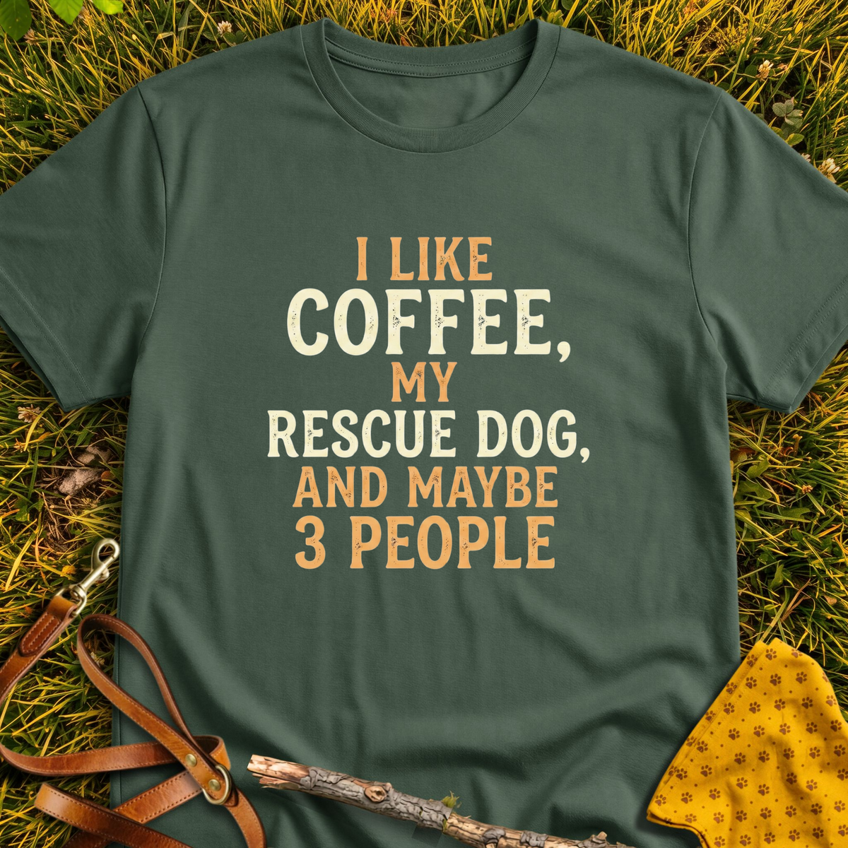 I Like Coffee T-shirt T-shirt in Military Green - Furever Mode rescue dog tee